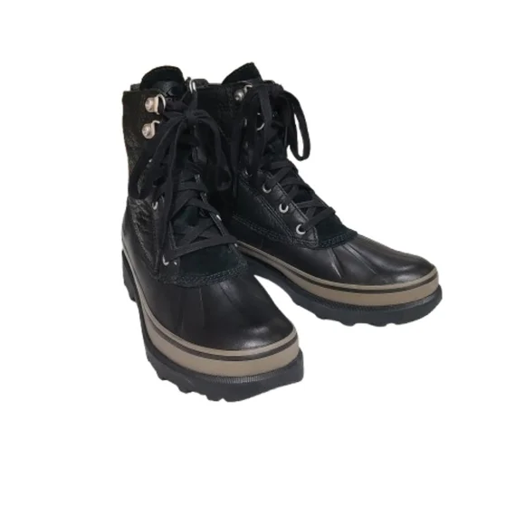 Sorel Men's Caribou Storm Boots Waterproof Black Brown Rain Snow Leather Laceup - Picture 2 of 14